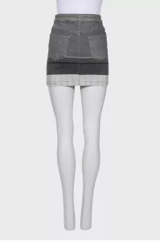 Printed denim mini skirt