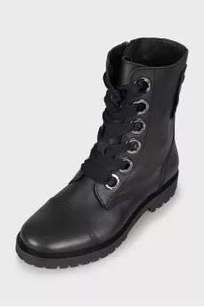 Leather boots with silver hardware