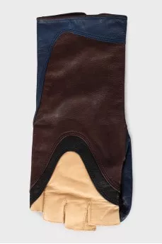 Combined leather mitts