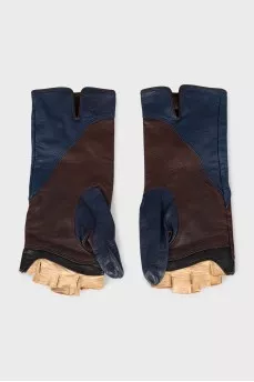 Combined leather mitts