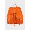 Textile backpack with brand logo