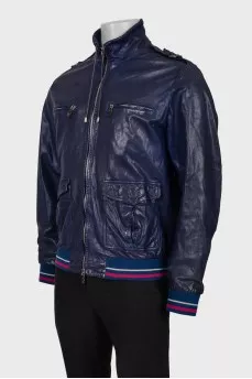 Men's blue leather jacket
