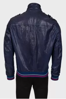 Men's blue leather jacket