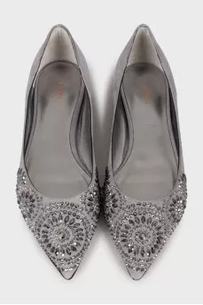 Suede flats with rhinestones