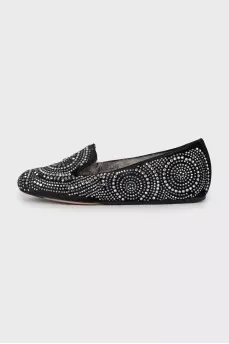Textile ballerinas decorated with rhinestones