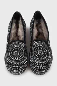 Textile ballerinas decorated with rhinestones