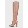 Leather boots with round toe