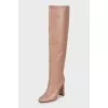 Leather boots with round toe
