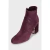 Purple suede ankle boots
