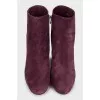 Purple suede ankle boots