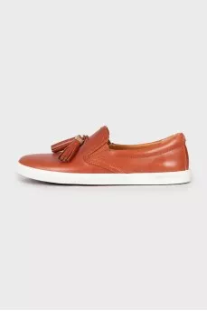 Fringed leather loafers