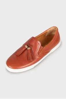 Fringed leather loafers