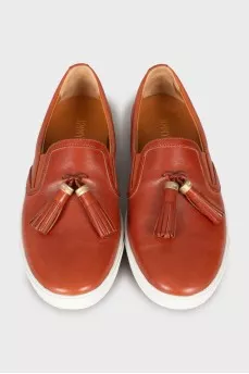 Fringed leather loafers