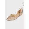Silver tie ballerina shoes