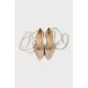 Silver tie ballerina shoes