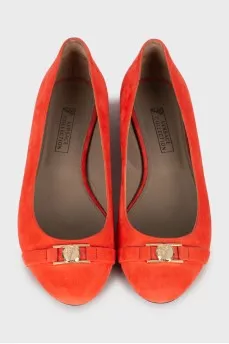 Embellished suede flats