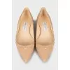 Leather ballet flats decorated with rhinestones