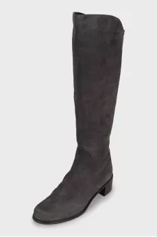 Suede boots with textiles