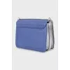 Leather bag with silver brand logo