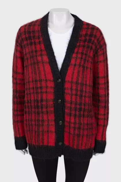 Long cardigan in check