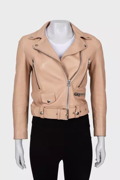 Cropped leather jacket