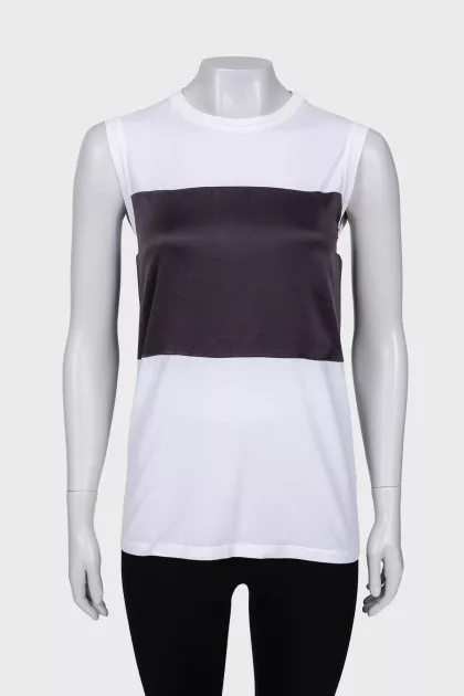Two-tone straight-cut tank top