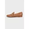 Leather loafers with golden buckle