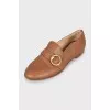 Leather loafers with golden buckle