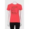 Red T-shirt with slogan