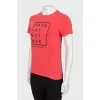 Red T-shirt with slogan