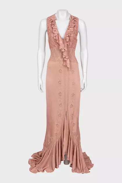 Pink patterned maxi dress