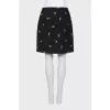 Straight skirt with sewn-in print