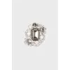 Silver ring with rhinestones