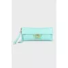Turquoise leather clutch