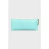 Turquoise leather clutch