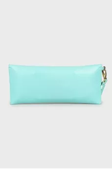 Turquoise leather clutch