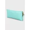 Turquoise leather clutch