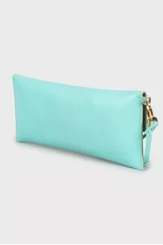 Turquoise leather clutch