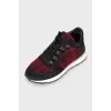 Checked textile sneakers