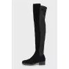Black suede and leather over the knee boots