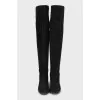 Black suede and leather over the knee boots