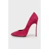 Magenta suede pumps