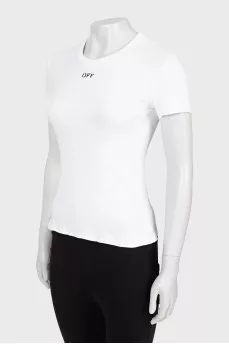 Белая футболка в рубчик