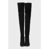 Suede over the knee boots with figured heels