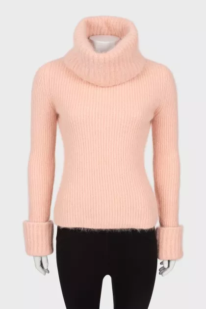 Pink short pile sweater
