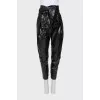 Leather trousers with accent belt