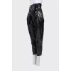Leather trousers with accent belt