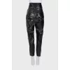 Leather trousers with accent belt