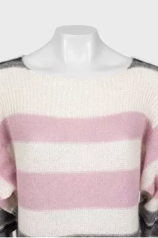 Striped sweater with embellished pockets