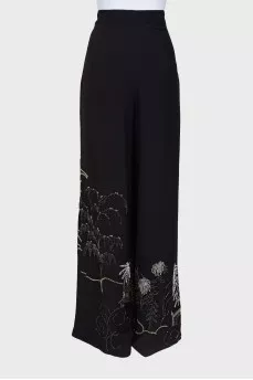 Palazzo trousers with beaded embroidery